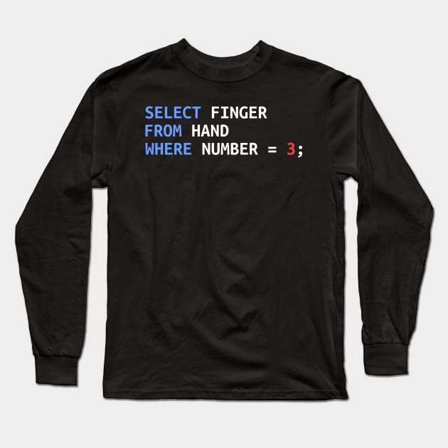 Middle Finger Select SQL Developer Funny Gift Long Sleeve T-Shirt by JeZeDe